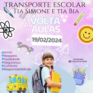 Transporte escolar Tia Simone e tia Bia